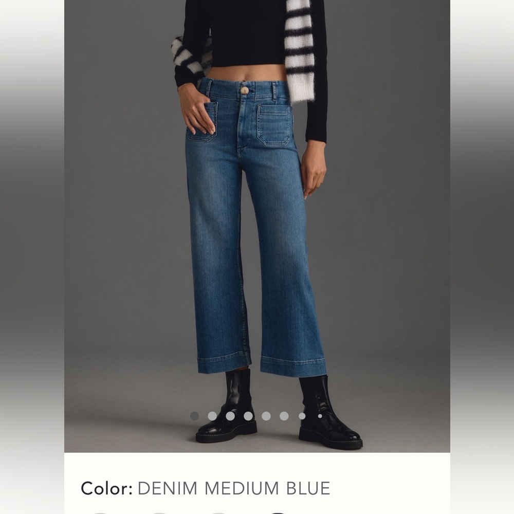 The Colette Cropped High-Rise Wide-Leg Jeans by Maeve